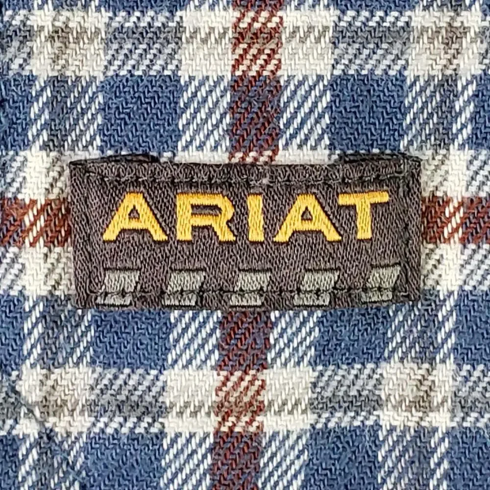 Ariat Rebar Shirt Men’s Size XXLT Tall Blue Plaid Long Sleeve Button Down